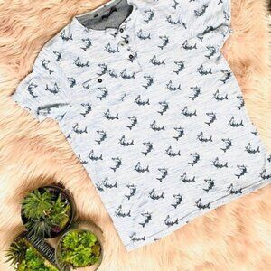 Brave Soul London- Henley Mako Shark short sleeve top